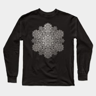 Intricate shining Silver mandala Long Sleeve T-Shirt